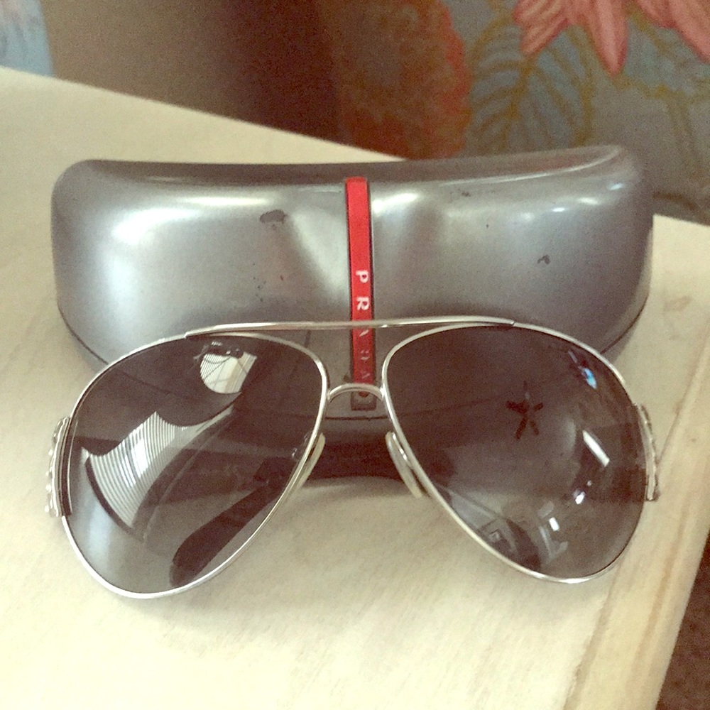 Prada Rhinestone Aviator Sunglasses - Ladies